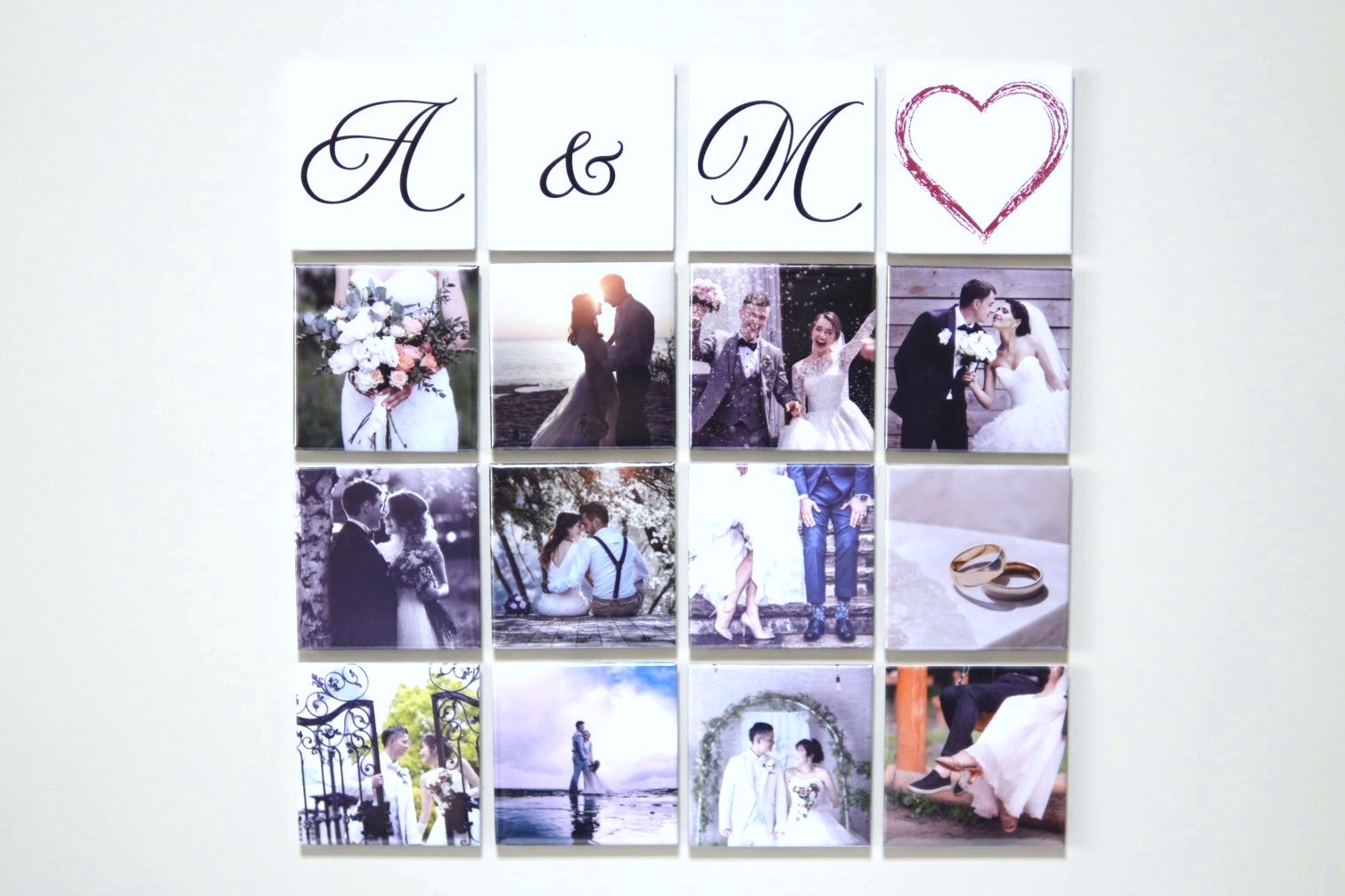 記念日ギフトに人気！16ピースの写真マグネットセット